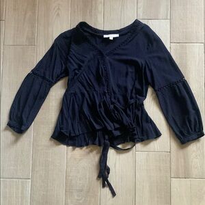 LOFT Blue Wrap Tie Front Blouse - Women’s Medium